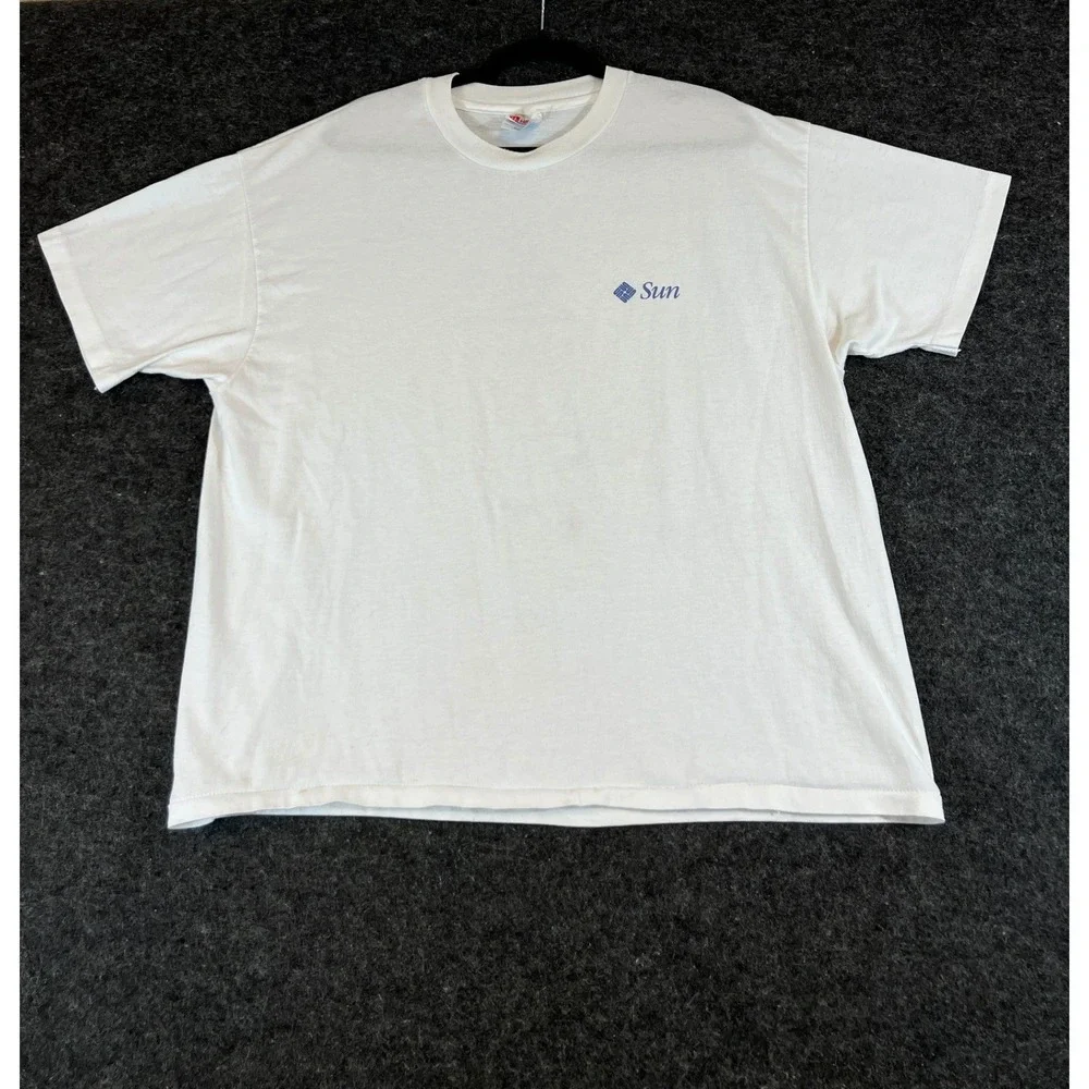 VTG 90s Sun Microsystems Java T Shirt Mens XL White Tech Promo Casual Streetwear
